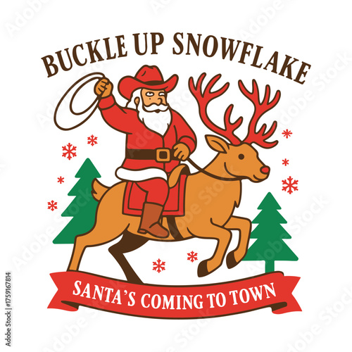 Funny Cowboy Santa Christmas Design