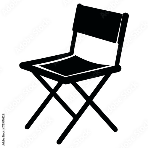 Simple black folding chair in a clear silhouette