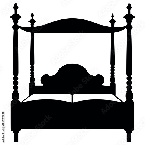 Ornate four poster bed silhouette