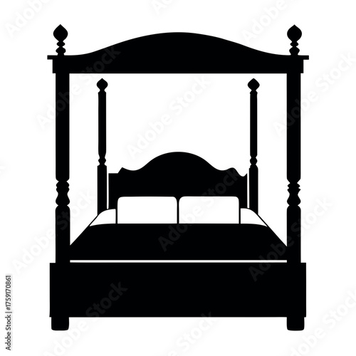 Elegant four poster bed silhouette for bedroom decor