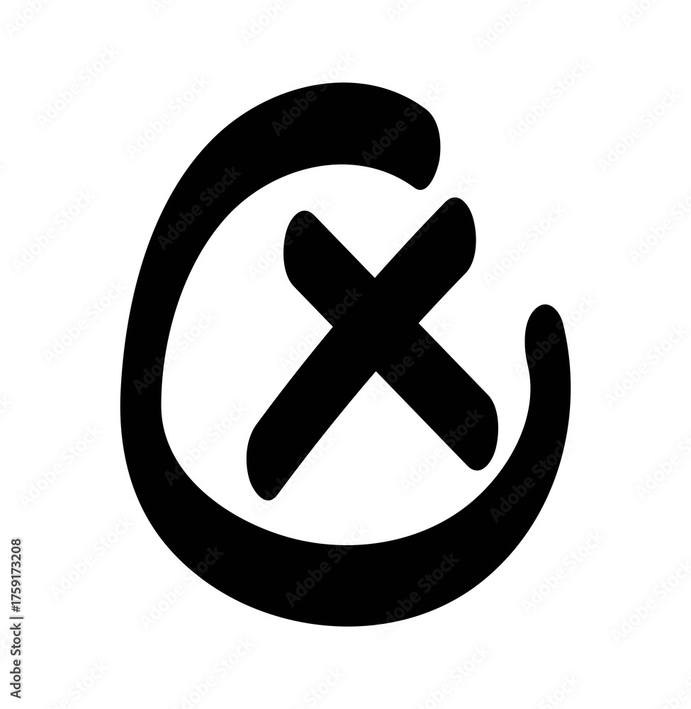 Fototapeta premium Checkmark. Signature. X. Simple lines. Handwritten.