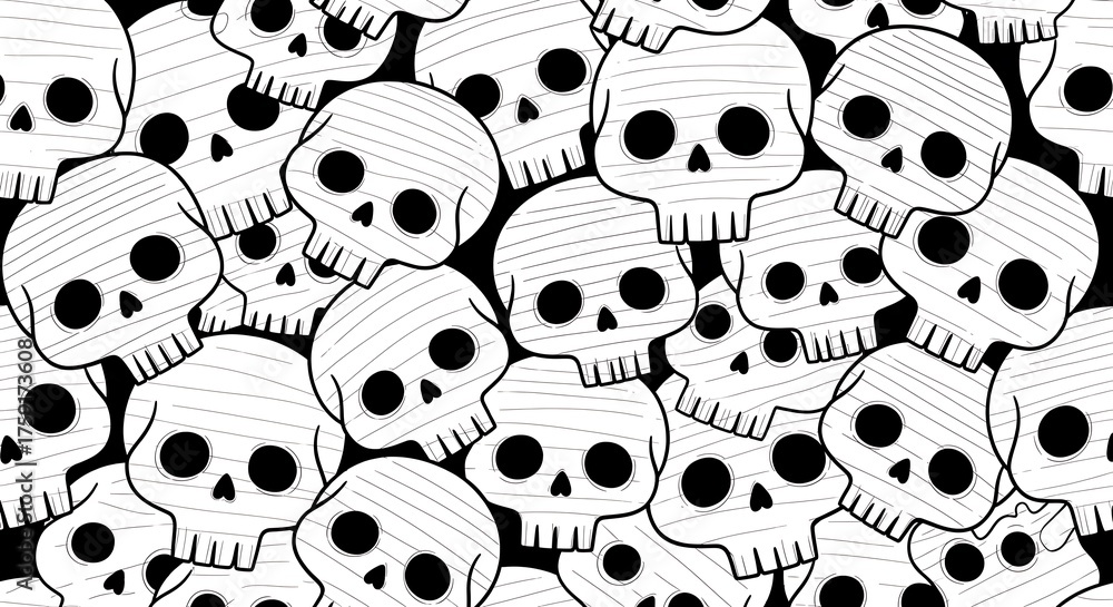 Skull Pattern - A Macabre and Eerie Design for Halloween.