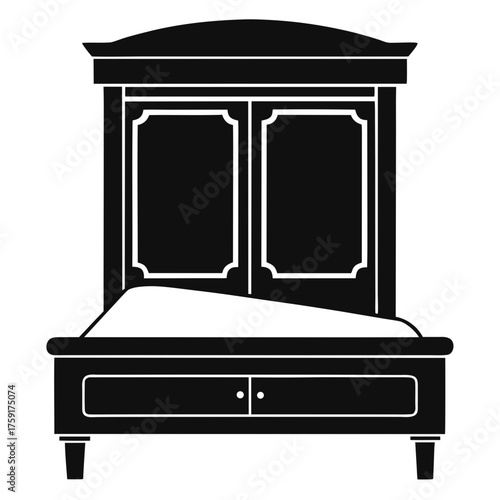 Classic four poster bed silhouette with drawers