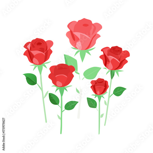 Transparent PNG available
set of isolated red rose flowers. Created with Generative AI. Icon