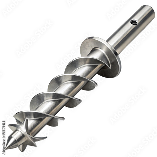 Precision engineered metal ground auger drill bit for geotechnical engineering soil sampling, foundation work, or gardening tasks with sharp cutting edge
