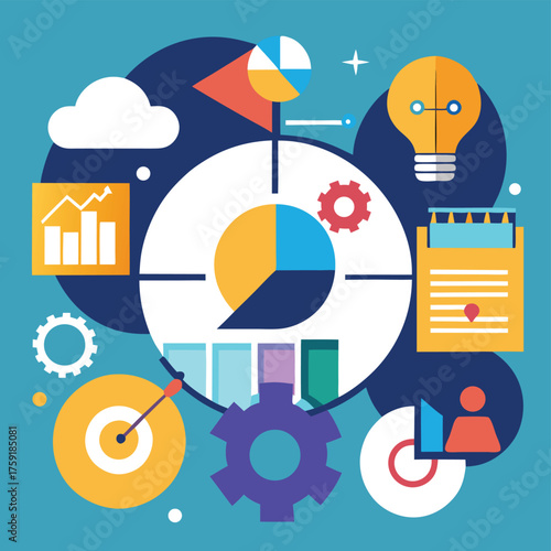 corporate infographic with abstract shapes and ico.eps