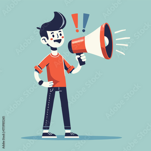 Flat Illustration of an Important Announcement with a Megaphone