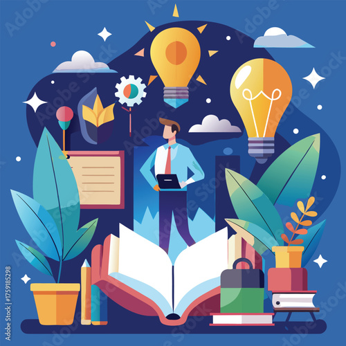 creative learning icons in colorful flat vector pa (1).eps