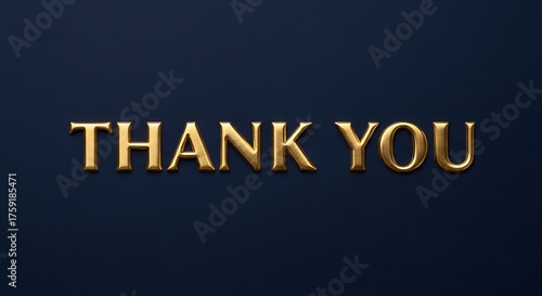 Golden thank you message on a dark blue background expressing gratitude and appreciation to customers