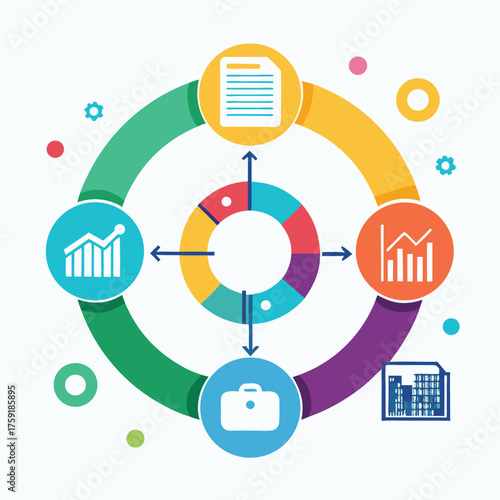 data process infographic with colorful circle opti.eps