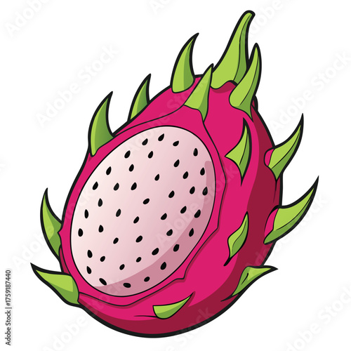 exotic dragon fruit sliced open  vibrant pink colo.eps