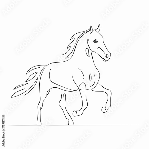 流れる線画モノラインの馬ベクター素材
