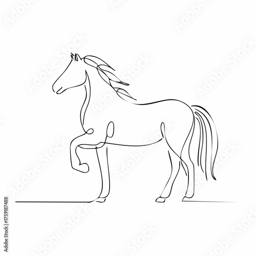流れる線画モノラインの馬ベクター素材
