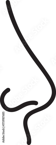 Nose Icon Black Vector Silhouette (Isolated, Editable Design)
