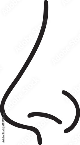 Nose Icon Black Vector Silhouette (Isolated, Editable Design)
