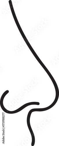 Nose Icon Black Vector Silhouette (Isolated, Editable Design)
