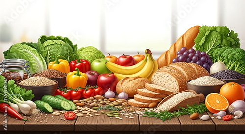 Fresh Food Variety An Abundance of Fruits, Vegetables, Grains, and More for a Healthy Lifestyle