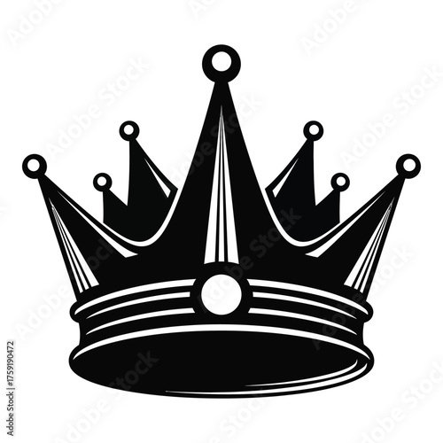 Royal black crown emblem symbol for royalty power prestige and success design element silhouette