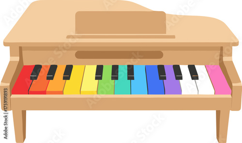 Cartoon Colorful Wooden Grand Piano for Kids Education Illustration