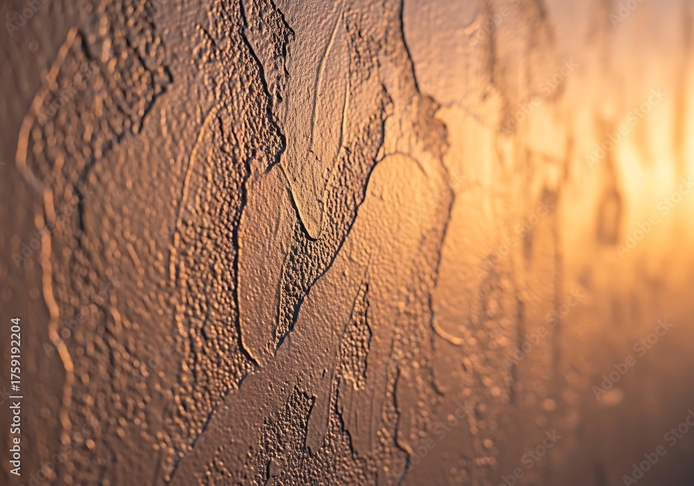 Naklejka premium Intricate stucco texture illuminated by warm golden side light