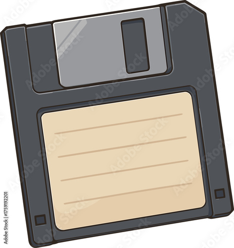 黒のフロッピーディスクのイラスト