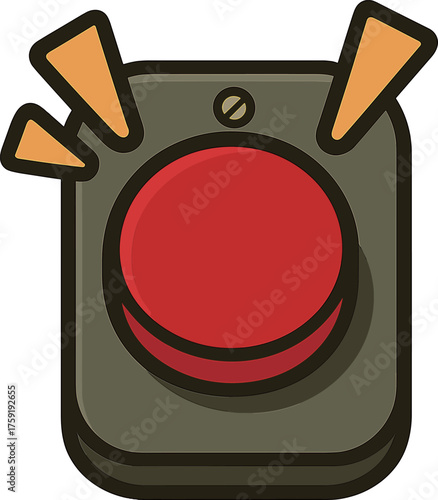 壁にある赤いボタンのイラスト