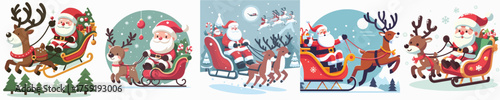 vector of a Santa riding a sleigh