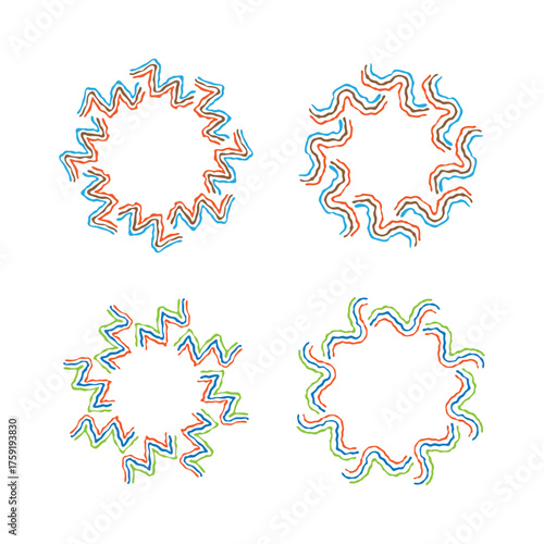 Abstract color lines circle line art decoration isolated flat style design