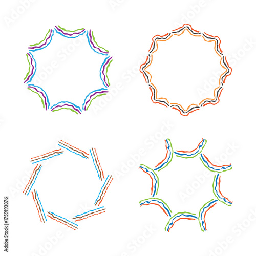 Abstract round color lines art shape decoration isolated flat style design
