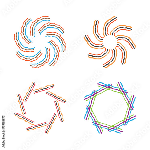 Abstract color circle lines art shape decoration isolated flat style design