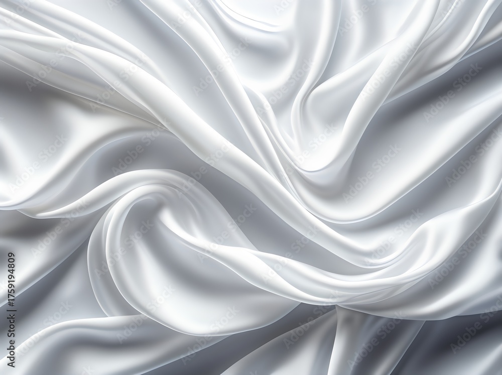 Obraz premium White satin fabric with soft folds and elegant shiny texture