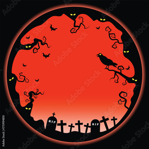 A Forest With Haunted Dead Tree Branches And A Creepy Graveyard On A Full Moon Night
