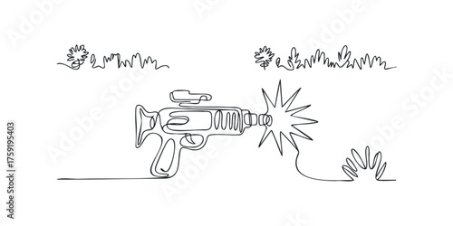 Sci-fi ray gun firing energy burst with plant elements
