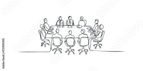 Business Meeting around Oval Table