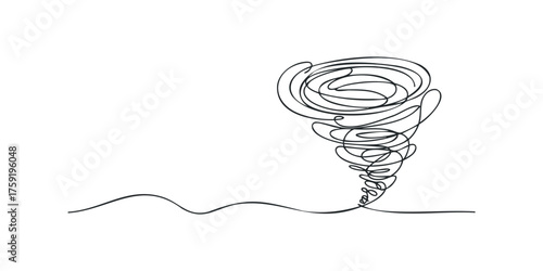 Abstract tornado swirl in continuous line art style