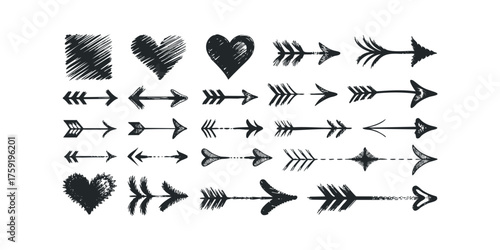 Hand Drawn Arrow and Heart Collection