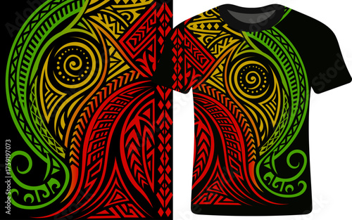 Golden Polynesian Tribal Jersey, T shirt Art Motif with Intricate Swirls and Geometric Patterns, Jersey Vector, Polynesian Tribal Jersey Vector, Gold and Black, Abstract Jersey Design with Tribal