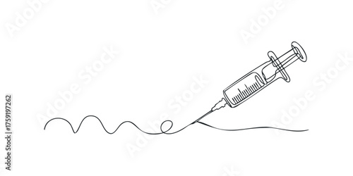 Minimalist medical syringe on white