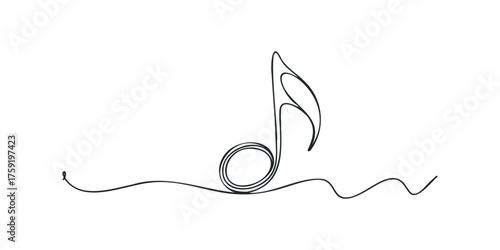 Single line drawing of a musical eighth note