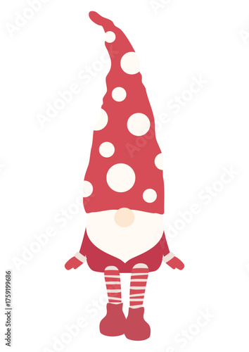 クリスマス用の北欧の妖精トムテを座らせることができるベクターイラスト