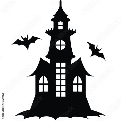 creepy lighthouse with ornate gothic windows  blac.eps