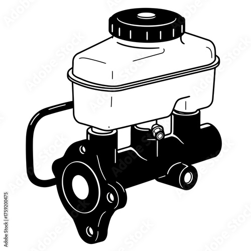 black and white silhouette of a vector icon of a Car Brake Master on a white background