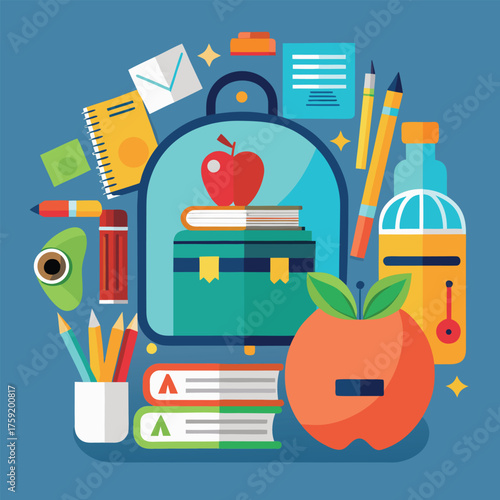 flat vector concept of back to school supplies fla.eps