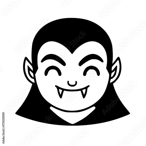 Smiling Vampire Face Halloween Illustration