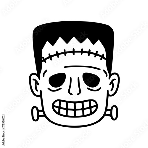 Frankenstein Monster Head Halloween Illustration