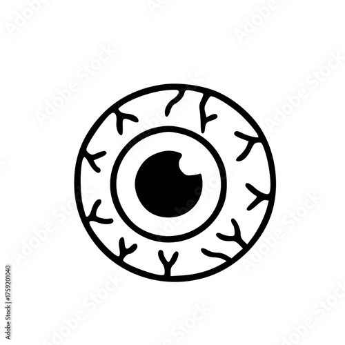 Scary Eyeball Halloween Icon in Doodle Outline