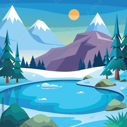 winter landscape with mountains