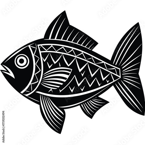 keywords  linocut  fish  tribal  abstract  handmad.eps