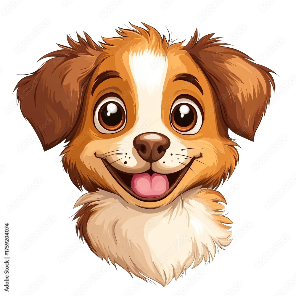Obraz premium Adorable Brown and White Puppy Cartoon Illustration