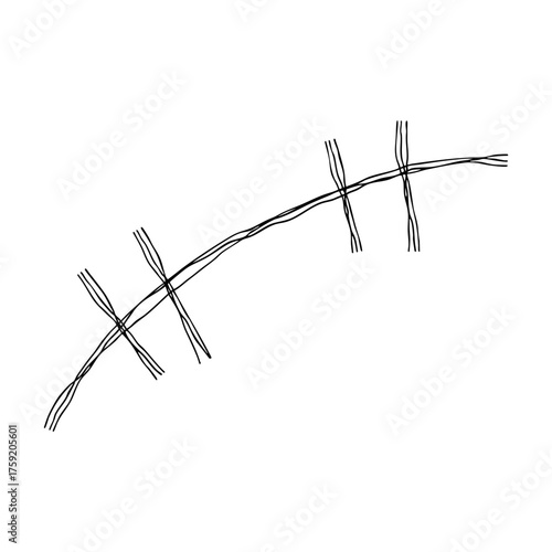 笑いのリアクションの手描きの線画アイコン。複数の線が重なったモノクロの落書きベクターイラスト